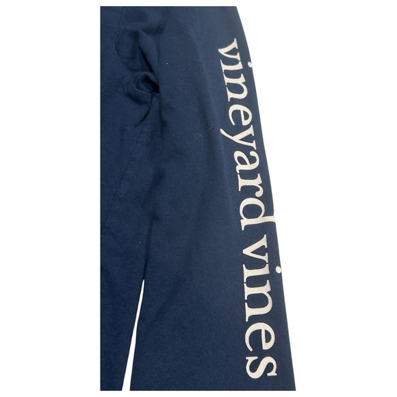 Vineyard Vines Football Logo Whale Long Sleeve T-Shirt Boys Large (14) Navy Blue - Picture 3 of 5